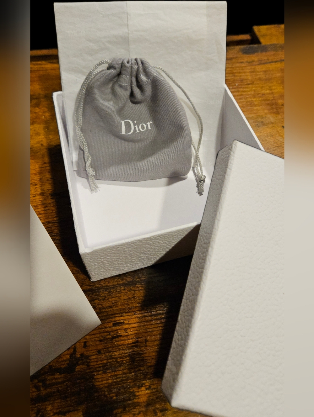 NEW Dior White Gold Gift Box Set Dust Bag Blank Card Tissue Paper Wallet Jewelry - Picture 3 of 15